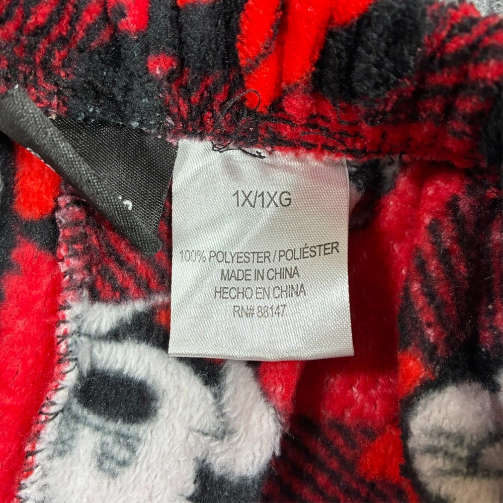 Disney Mickey Minnie Pajama Pants Womens Size 1X Red Black Plush Fleece Plaid - Picture 3 of 9